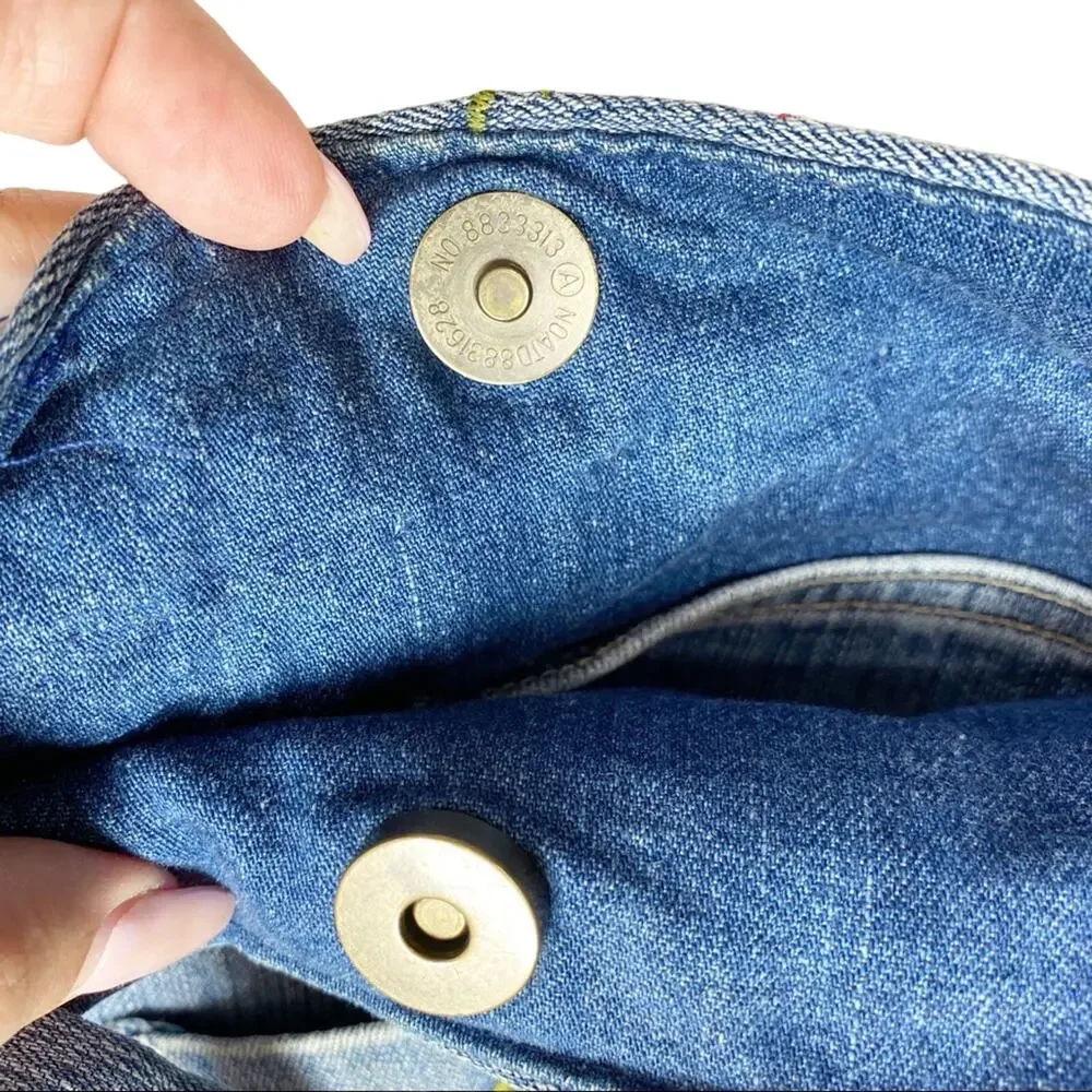 Unbranded Bohemian Jean Bag Floral Embroidery Large